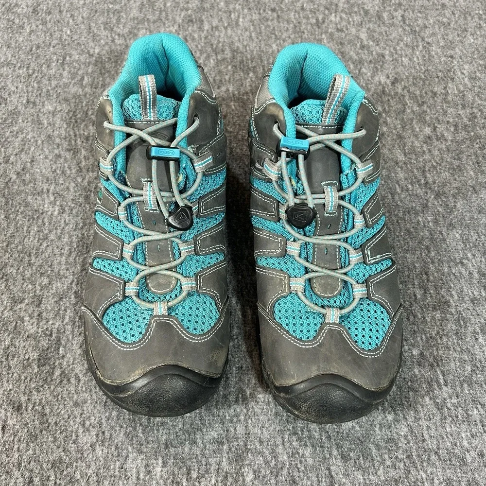 Keen Shoes Youth Size 4 Koven Low Hiking Walking Teal Gray Waterproof